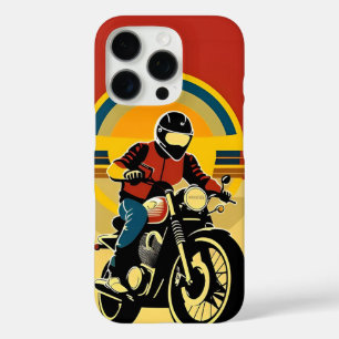 🏍️ Retro Motorcycle Rider Silhouette 🌅 iPhone 16 Pro Case