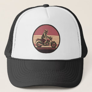 Retro Motorcycle Rider – Vintage Sunset Biker Art Trucker Hat