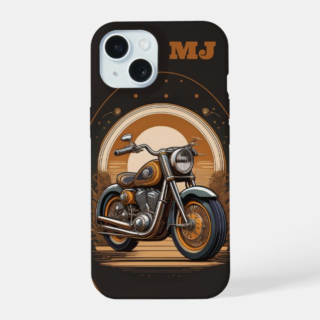 Retro Motorcycle Vibes: Personalised  iPhone 15 Case (Back)
