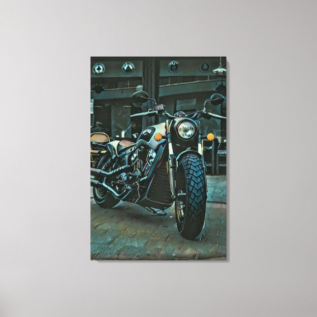 retro motorcycles motorcyclist gift canvas print (Front)