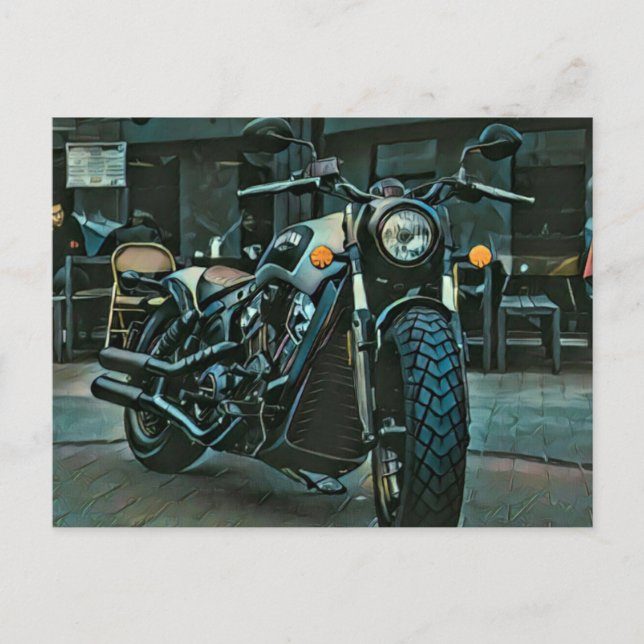retro motorcycles motorcyclist gift postcard (Front)