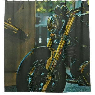 retro motorcycles motorcyclist gift shower curtain
