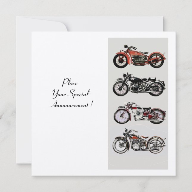 RETRO MOTORCYCLES  PARTY Red Black White Champagne Invitation (Front)