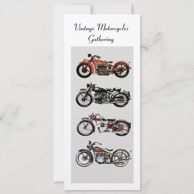 RETRO MOTORCYCLES  PARTY Red Black White Champagne Invitation (Front)