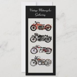 RETRO MOTORCYCLES  PARTY Red Black White Grey Invitation