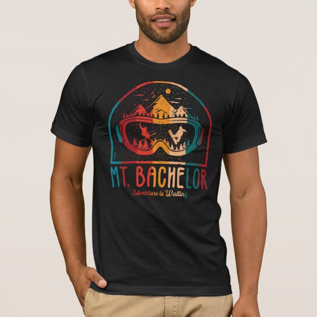 Retro Mount Bachelor Ski Sunset T-Shirt (Front)
