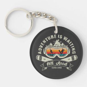 Retro Mount Hood Ski Adventure Key Ring