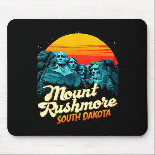 Retro mount rushmore south dakota state badlands mouse mat