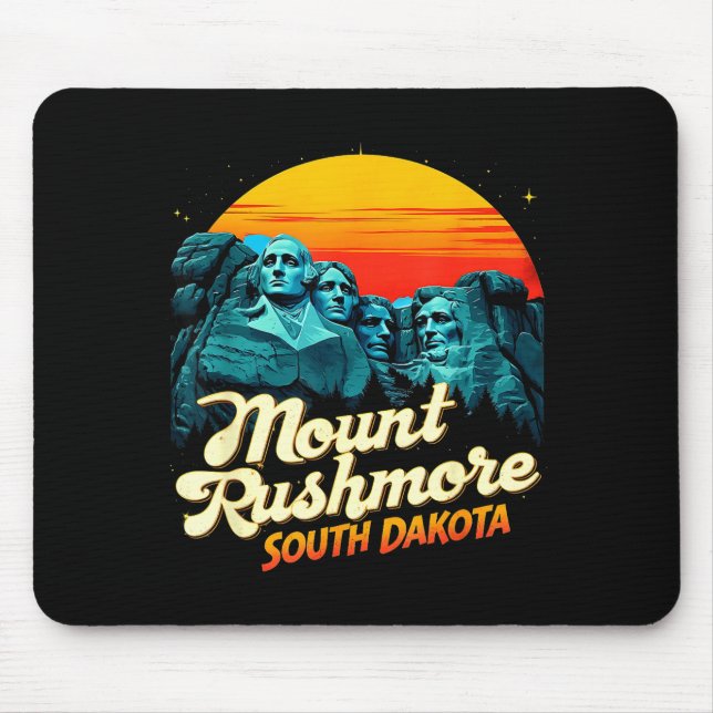 Retro mount rushmore south dakota state badlands mouse mat (Front)