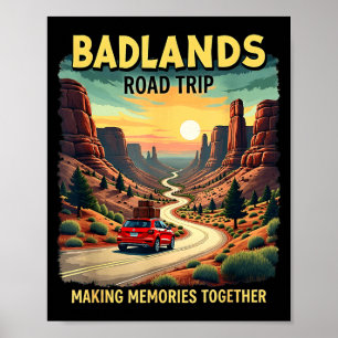 Retro Mount Rushmore South Dakota State Badlands Poster