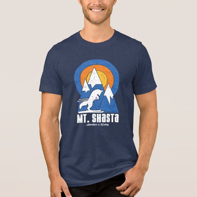 Retro Mount Shasta Ski Adventure Tri-Blend Shirt (Front)