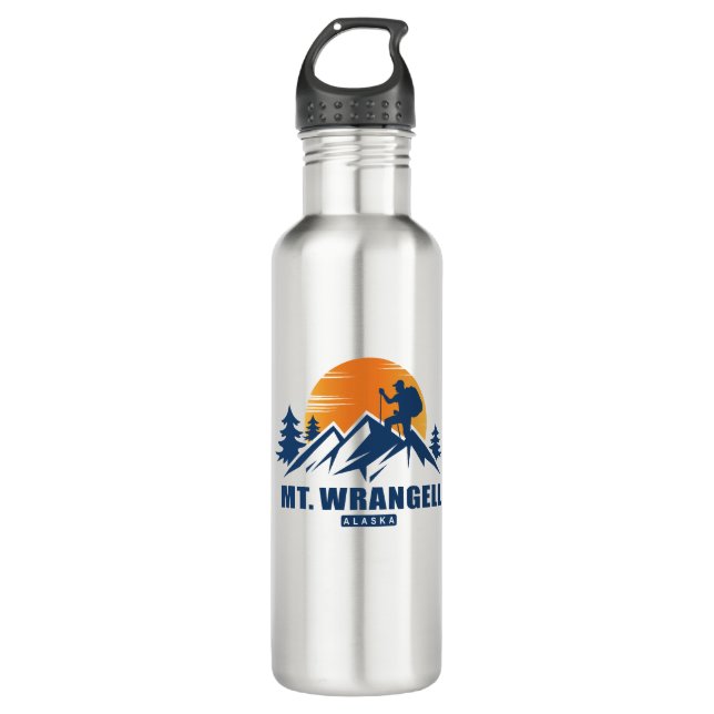 Retro Mount Wrangell Hike T-Shirt 710 Ml Water Bottle (Front)