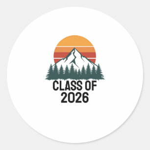 Retro Mountain Adventure Peak Classic Round Sticker