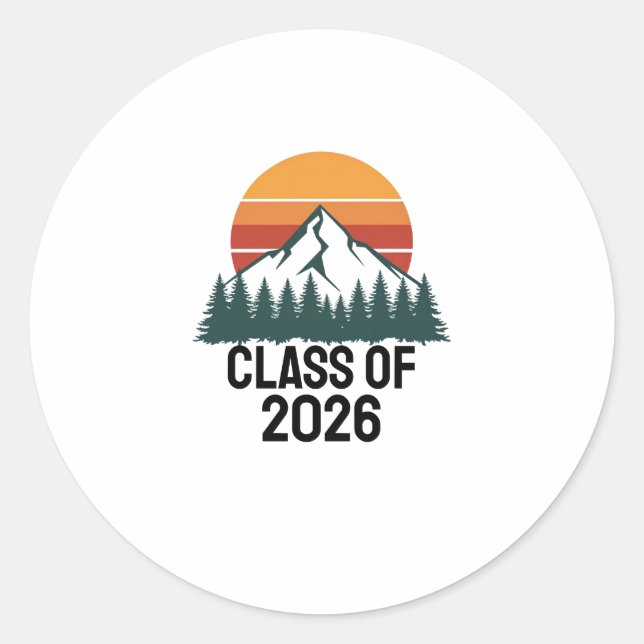 Retro Mountain Adventure Peak  Classic Round Sticker (Front)