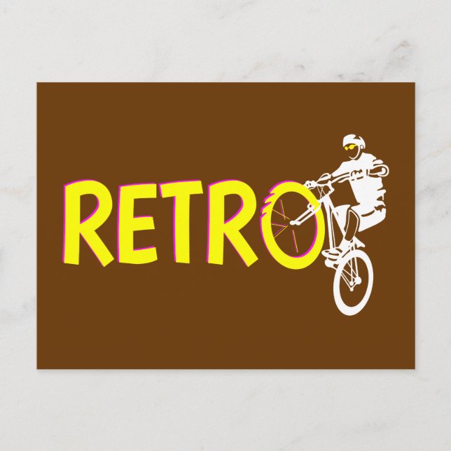 Retro Mountain Bike Wheel Stand Postcard (Front)
