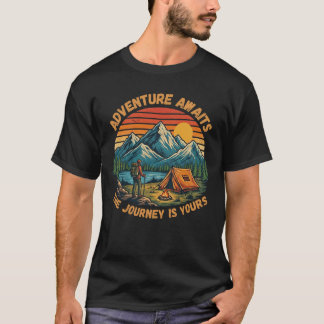 Retro Mountain Camping Hiking Adventure T-Shirt