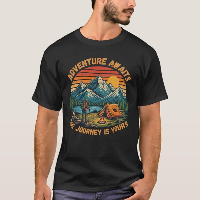 Retro Mountain Camping Hiking Adventure T-Shirt (Front)
