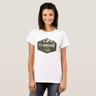 Retro Mountain Cancer Awareness Climbing Design T-Shirt