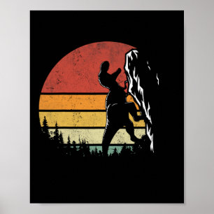 Retro Mountain Climber Vintage Funny T-rex Rock Cl Poster