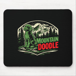 Retro Mountain Doodle Dog Lovers Vintage Outdoor Mouse Mat