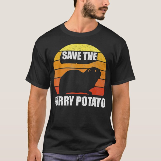 Retro Mountain Guinea Pig  Funny Save The Furry Po T-Shirt (Front)