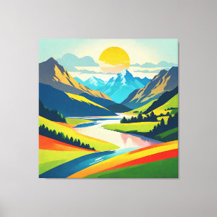 Retro Mountain Landscape Acrylic Wall Art
