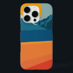 Retro Mountain Landscape Artwork Orange Blue iPhone 16 Pro Case<br><div class="desc">This stylish phone case features a colourful and bold illustration of a retro mountain landscape in red,  orange,  and blue.</div>