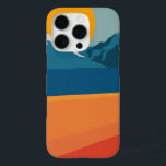 Retro Mountain Landscape Artwork Orange Blue iPhone 16 Pro Case<br><div class="desc">This stylish phone case features a colourful and bold illustration of a retro mountain landscape in red,  orange,  and blue.</div>