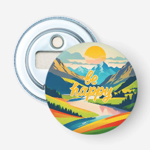 Retro Mountain Landscape Bottle Opener