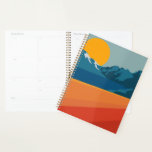 Retro Mountain Landscape Illustration Orange Blue Planner<br><div class="desc">This stylish undated 2021 weekly and monthly planner features a colourful and bold illustration of a retro mountain landscape in red,  orange,  and blue.</div>