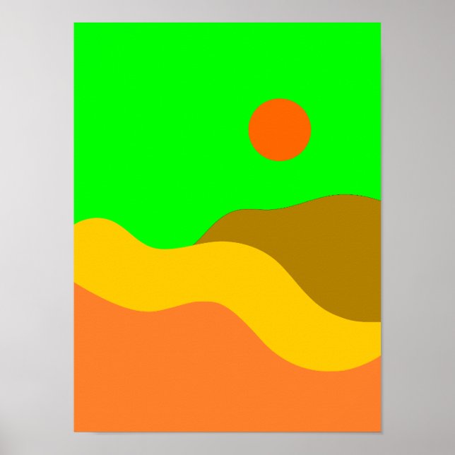 Retro Mountain Landscape Illustration Poster (Front)