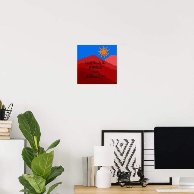 Retro Mountain Landscape Illustration Red  Poster (Home Office)