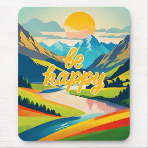 Retro Mountain Landscape Mouse Mat