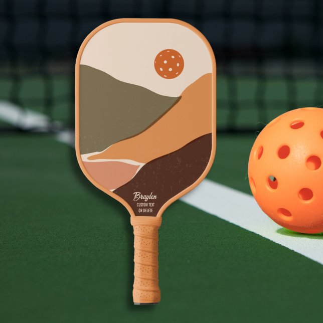 Retro Mountain Landscape Pickleball Sun Custom Tex Paddle (Creator Uploaded)
