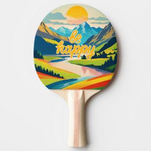 Retro Mountain Landscape Ping Pong Paddle