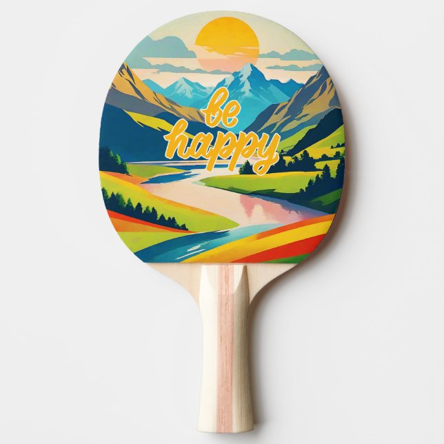 Retro Mountain Landscape Ping Pong Paddle (Front)