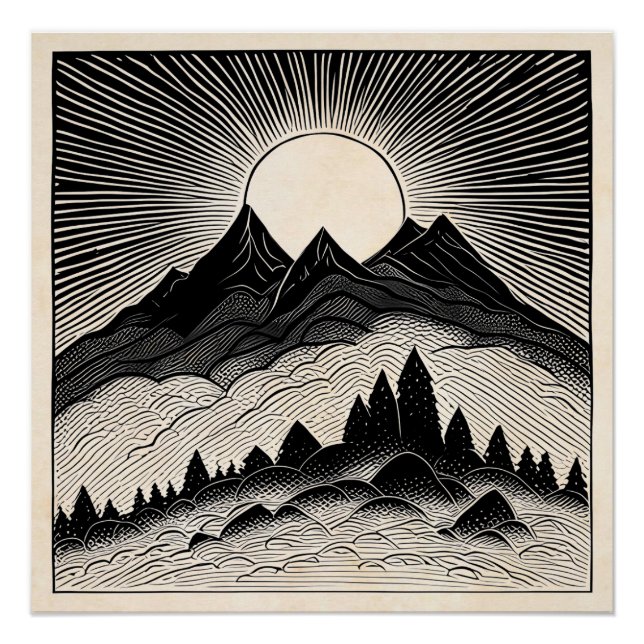 Retro Mountain Landscape  Poster (Front)
