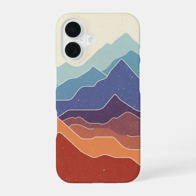 Retro Mountain Layers iPhone 16 Case (Back)