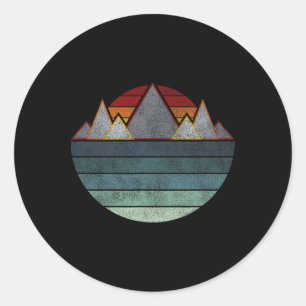 Retro Mountain Outdoors - Hiking, Camping, Rock Cl Classic Round Sticker