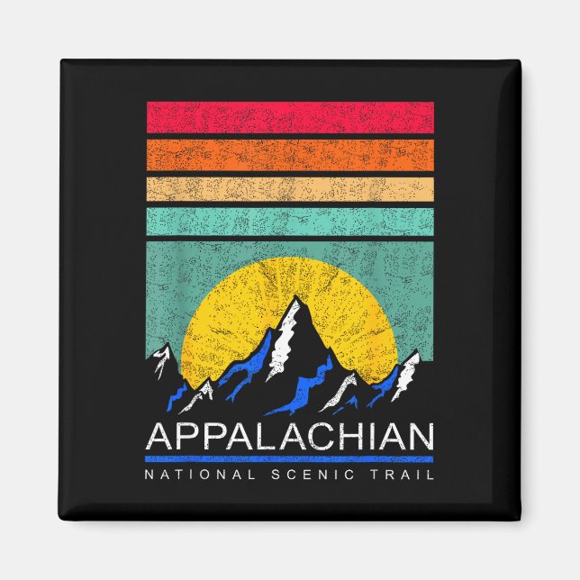 Retro mountain silhouette appalachian trail magnet (Front)