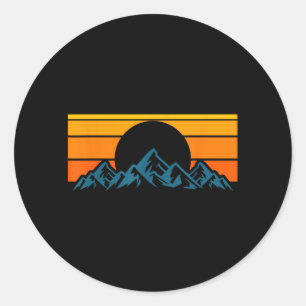 Retro Mountain Silhouette Classic Round Sticker
