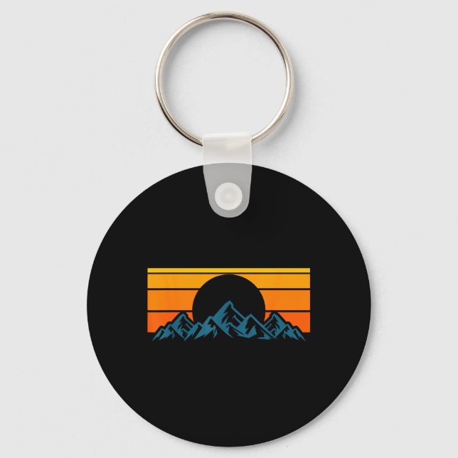 Retro Mountain Silhouette Key Ring (Front)