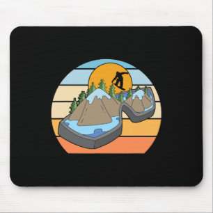Retro Mountain Snowboarding Snowboarder Winter Sno Mouse Mat