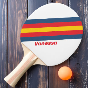 Retro Mountain Stripes with Name Ping Pong Paddle