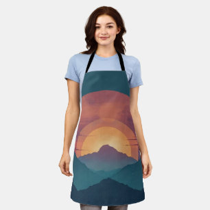 Retro Mountain Sunset - Outdoor Hiking Nature Love Apron