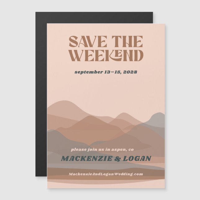 Retro Mountain Weekend Save The Date Magnet (Front/Back)