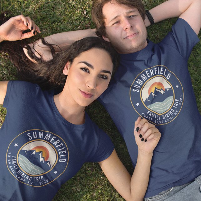 Retro Mountains Family Hiking Matching Dad  T-Shirt (Creator Uploaded)