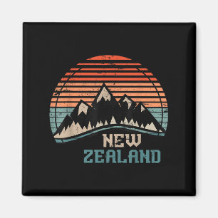 Retro Mountains New Zealand Magnet