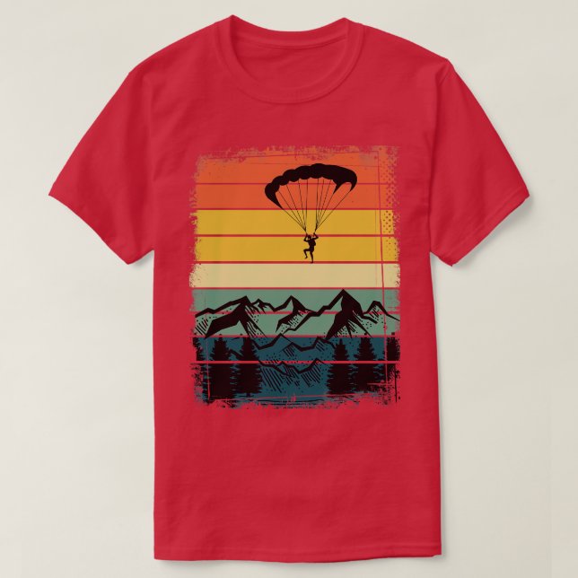 Retro Mountains Paraglider Outdoor Hobby Paraglidi T-Shirt (Design Front)