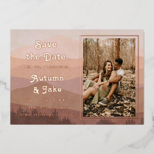Retro Mountains Photo Wedding Save The Date